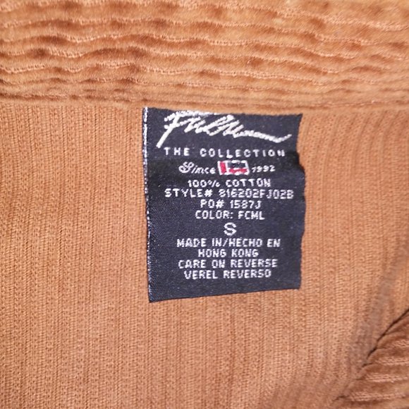 Fubu Jacket Women Small Corduroy Y2K Brown Tan Zip Up Pit to‎ Pit 17" Length 18" - Picture 10 of 12